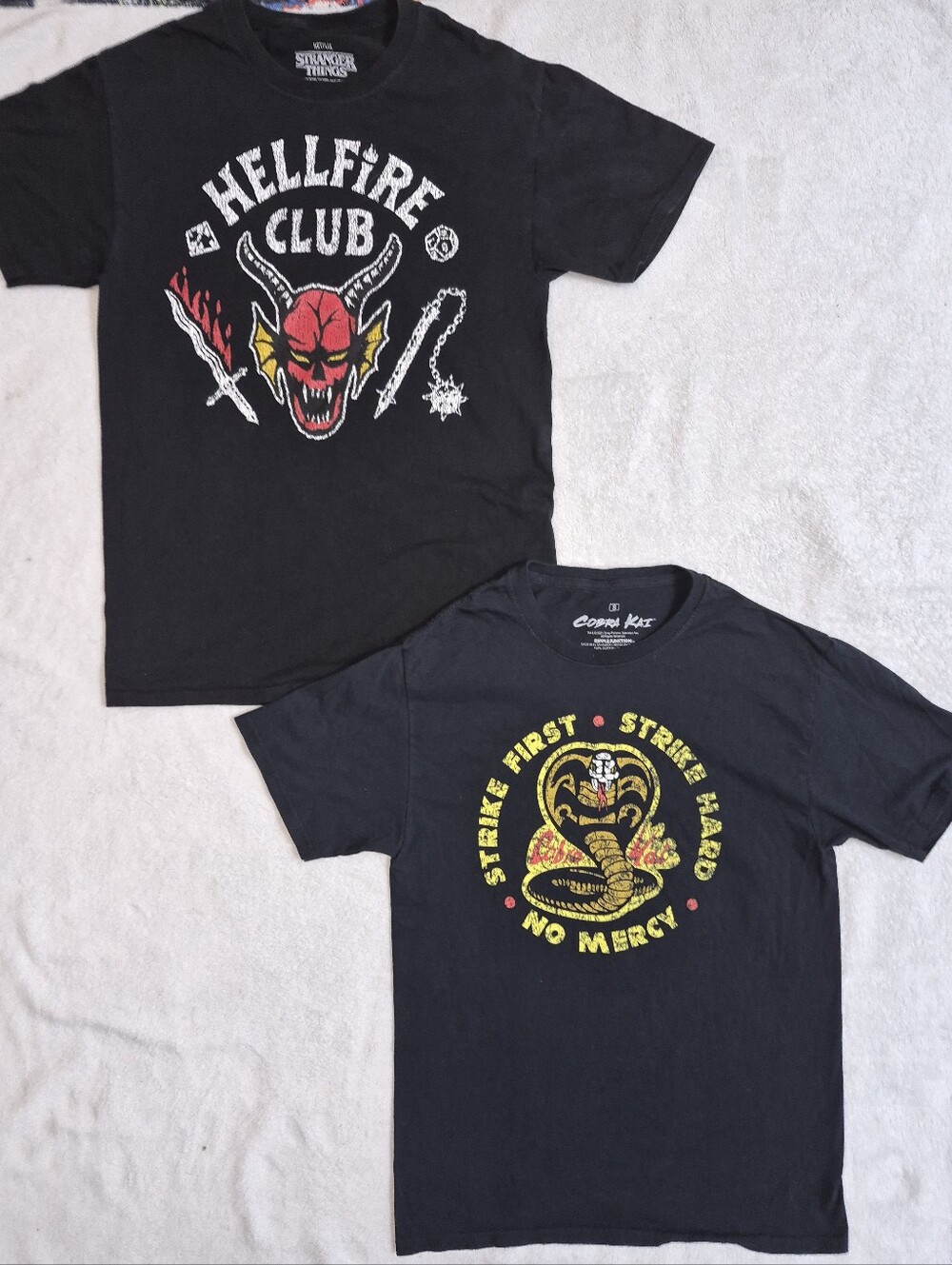 Lot of 2 Netflix Graphic Tees Mens Small Stranger Things Cobra Kai Like New